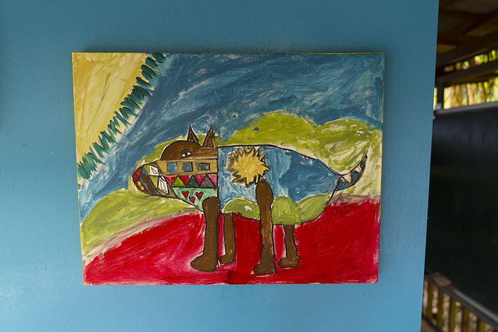 那瑪夏國中學生在野犬神話工作坊的繪畫創作。圖片來源：彼勇・依斯瑪哈單（Biung Ismahasan）提供