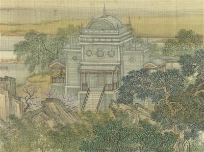 〈清明上河圖〉版本眾多，但西洋樓只見於「清院本」。當時傳入中國的西洋透視技法及顏料，也被運用在畫中。