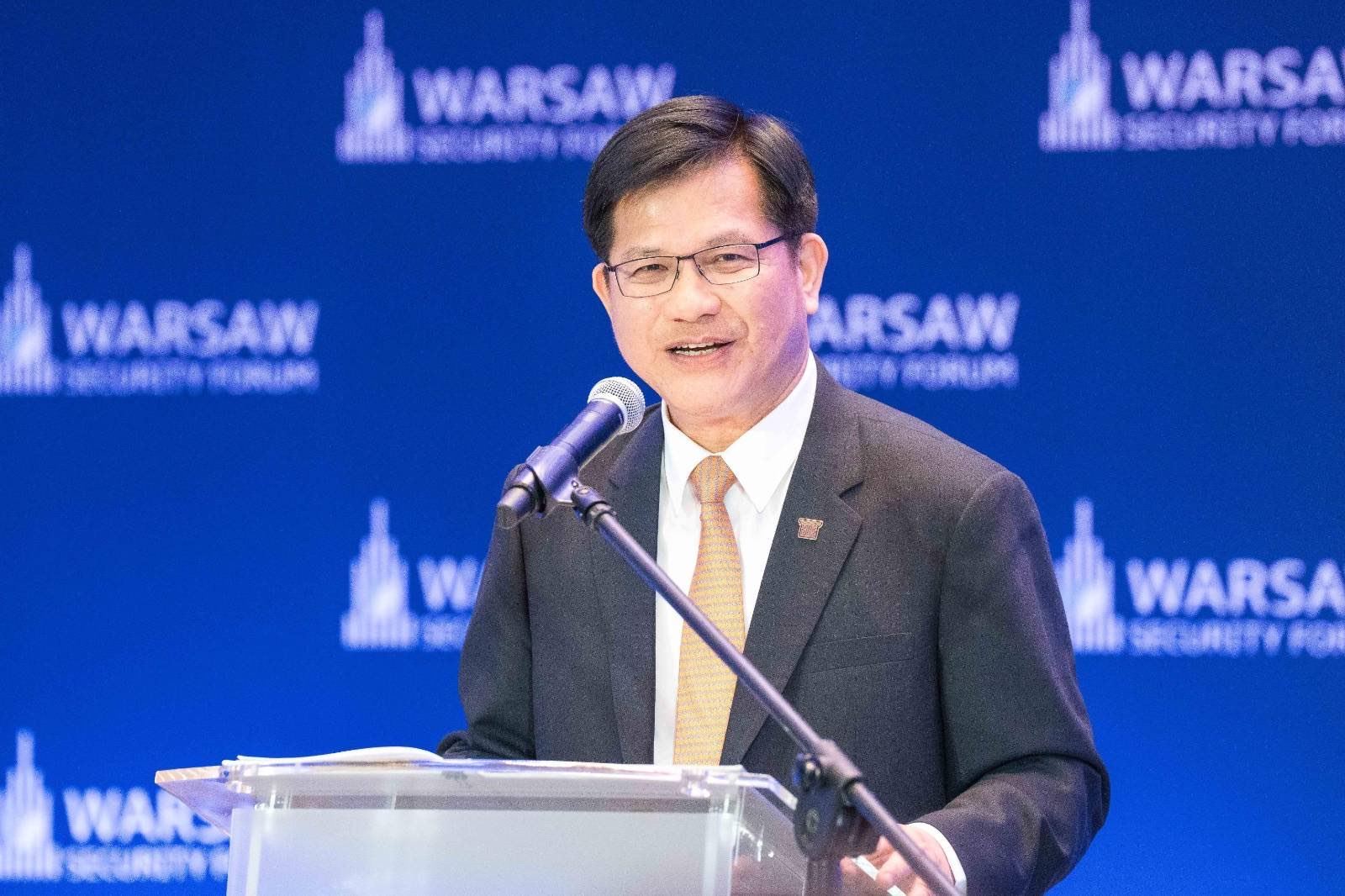 外交部長林佳龍於華沙安全論壇發表專題演說。