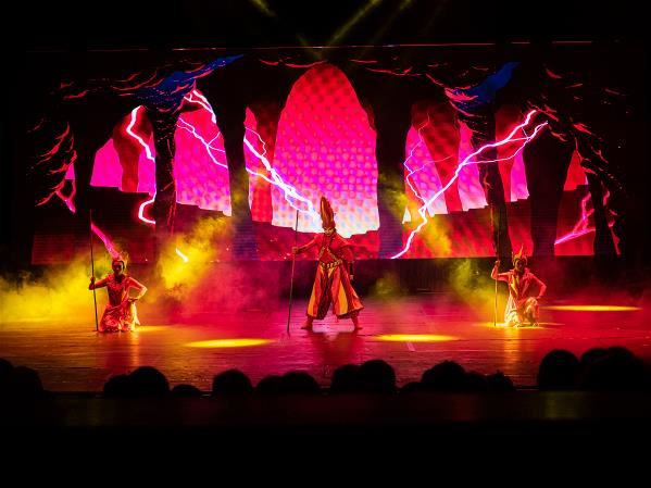 武術搭配強烈的燈光、音樂，震撼觀眾的視覺和聽覺。（駐汶萊代表處提供）