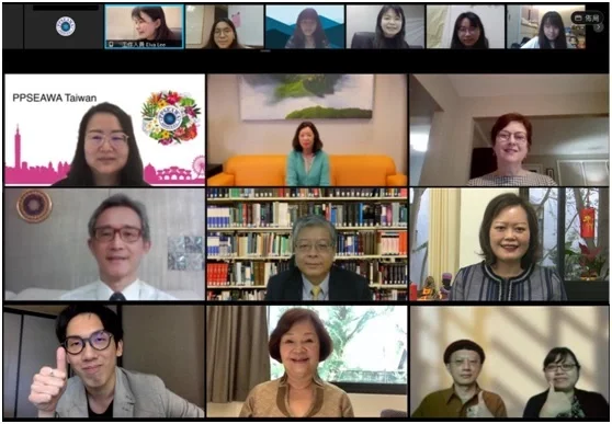PPSEAWA Taiwan舉辦「瞭望國際 永續青力」線上課程,講師貴賓合照。(泛太平洋暨東南亞婦女協會中華民國分會/提供)