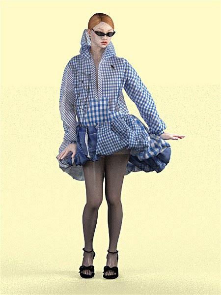 Boldly bringing digital technology to fashion, Wang uses virtual garments to showcase her finished designs. Production only starts once a consumer places an order.