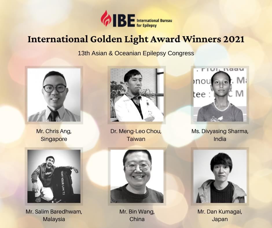 『第十三屆亞洲及大洋洲癲癇大會』 (13th Asian & Oceanian Epilepsy Congress) 金燈獎得獎名單