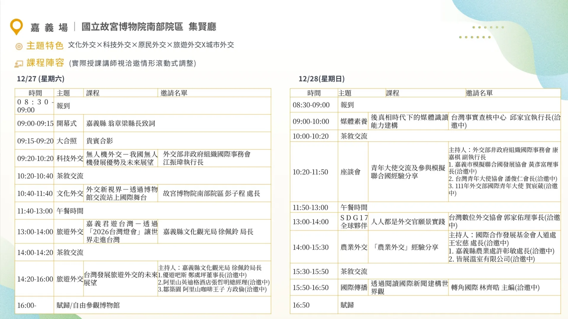 114年NGO國際事務人才培訓班議程-嘉義場
