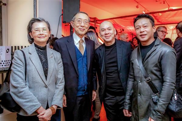 The TFF was inaugurated in London in 2019, and eminent filmmakers and guests came to support it. Pictured here (from right) are actor and director Lee Kang-sheng, director Tsai Ming-liang, Taiwan’s then representative in the UK David Lin, and Mrs. Lin. (photo by Tiffany Lin)