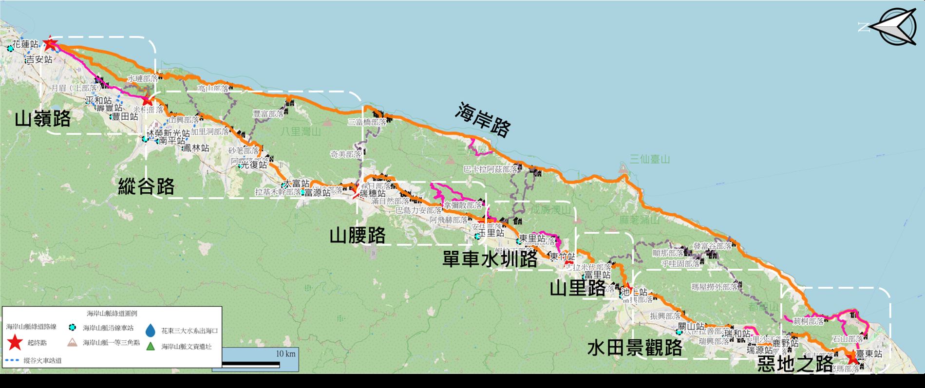 海岸山脈全幅路線圖。圖片來源：千里步道協會 提供
