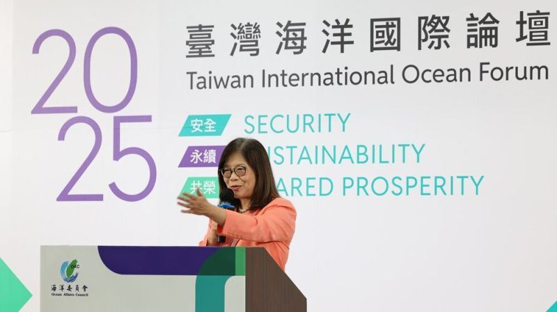 Ocean Affairs Council Minister Kuan Bi-ling addresses participants to the Taiwan International Ocean Forum at the event’s opening ceremony July 2 in Taipei City. (Courtesy of OAC)