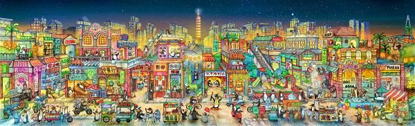 Tom Parker畫的《Taipenguins》,裡面有可愛的企鵝遊覽台北精彩夜生活。(Tom Parker提供)