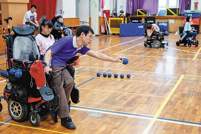 Boccia Taiwan Sports Federation organizes monthly training sessions at New Taipei Special School. (Photo by Chin Hung-hao)